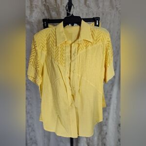 Sea Suns Top And PantYellow Women's Crochet Detail Top NWOT